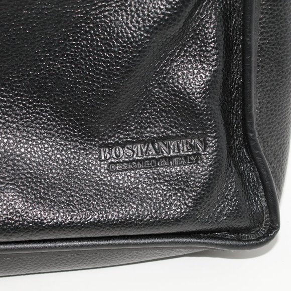 Bostanten Black Leather Messenger Shoulder Bag - Picture 2 of 13